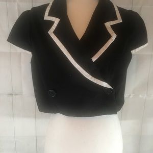 Wet Seal crop wrap blazer XL black w/white trim